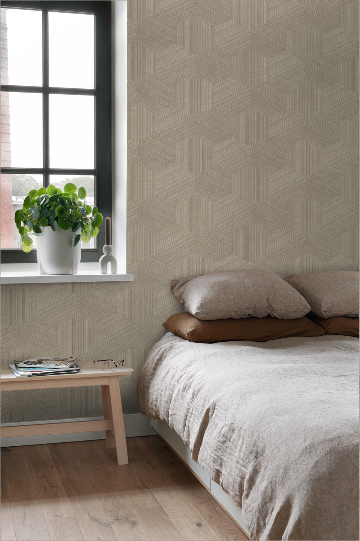 TAPETE 3D-Muster 50 x 900 cm - Beige, Papier (50/900cm) - Origin Wallcoverings