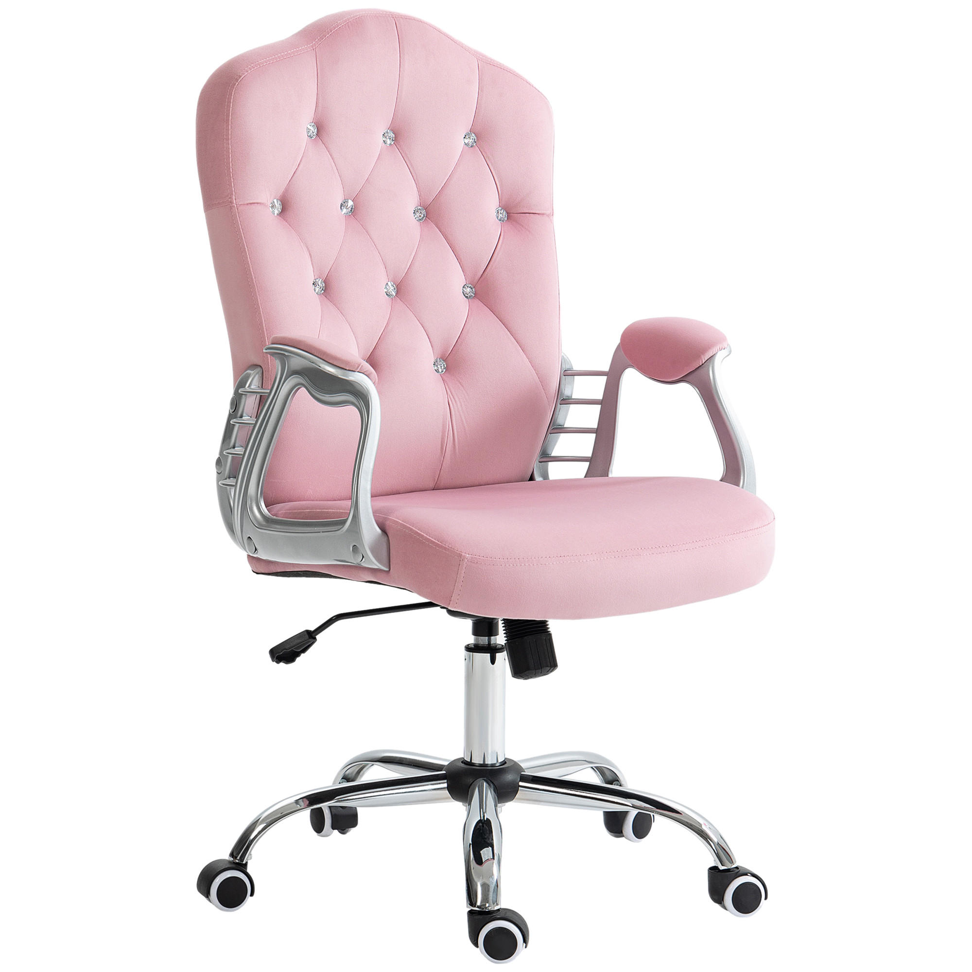 BÜROSTUHL, Schwarz/Hellgrau/Rosa, Polyester, Stahl - Rosa, Kunststoff (61/114/61cm) - Vinsetto
