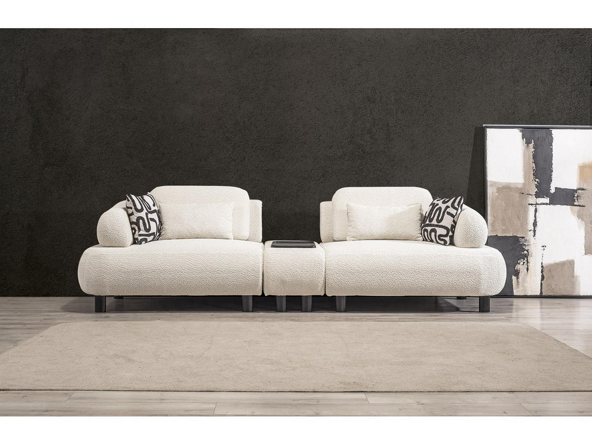 SOFA Barcelona 4-Sitzer Webstoff Creme - Creme, Holz/Textil (270/79/110cm) - Villa Möbel