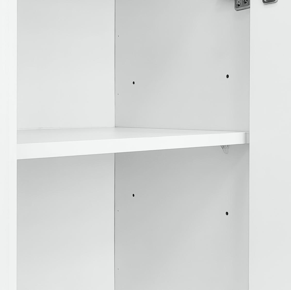 SIDEBOARD aus Spanplatte 140x38x80 cm Weiß mit 4 Türen, verstellbaren Einlegeböden und goldfarbenen Griffen - Weiß, Holzwerkstoff (140/80/38cm) - IVMEU