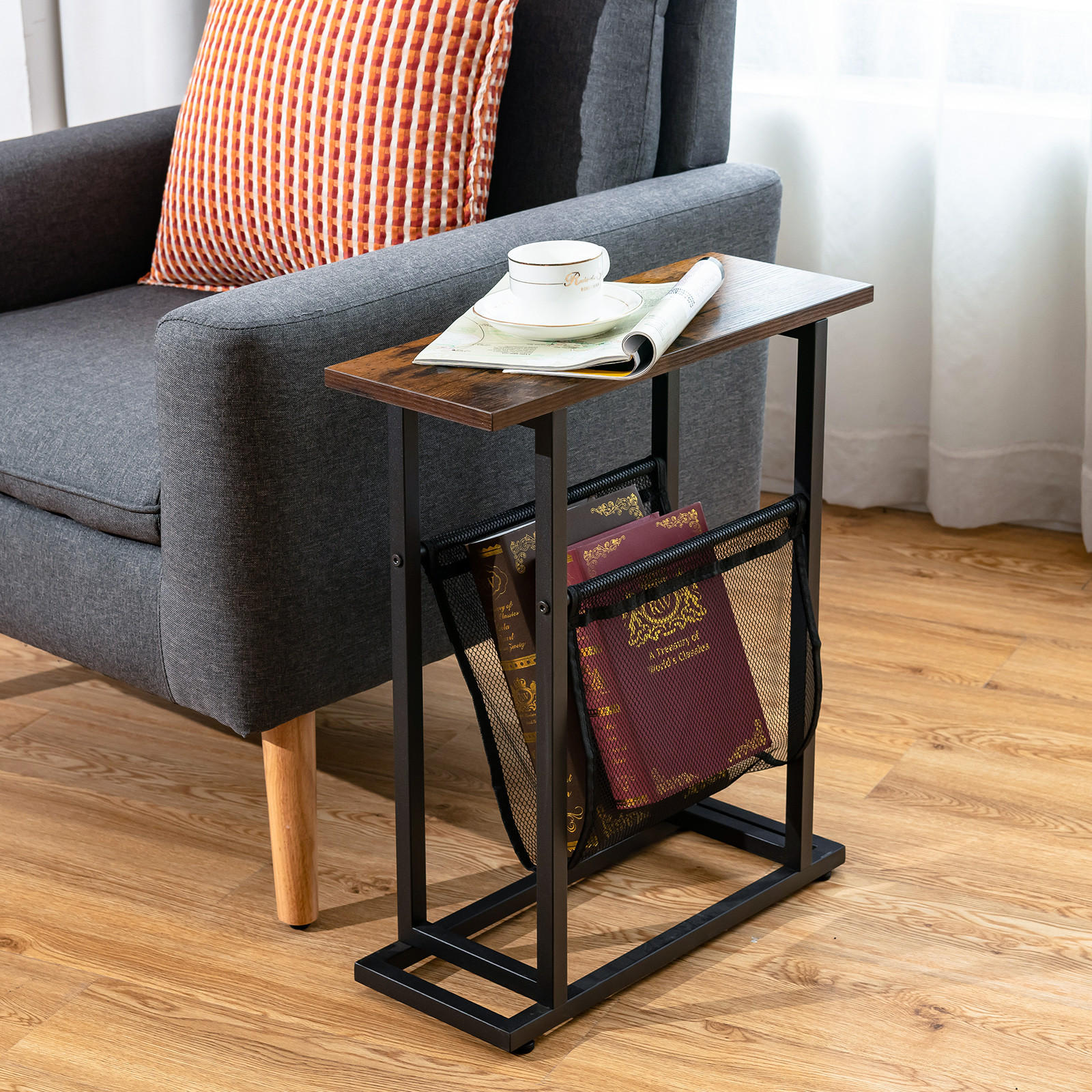 BEISTELLTISCH 55cm Schwarz - Schwarz, Metall (48/18/55cm) - COSTWAY