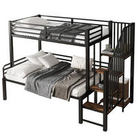 POSCHODOVÁ posteľ 90/200 a 120/200 cm čierna s úložným rebríkom z MDF a kovu - čierna, kompozitné drevo (90/200cm) - OKWISH