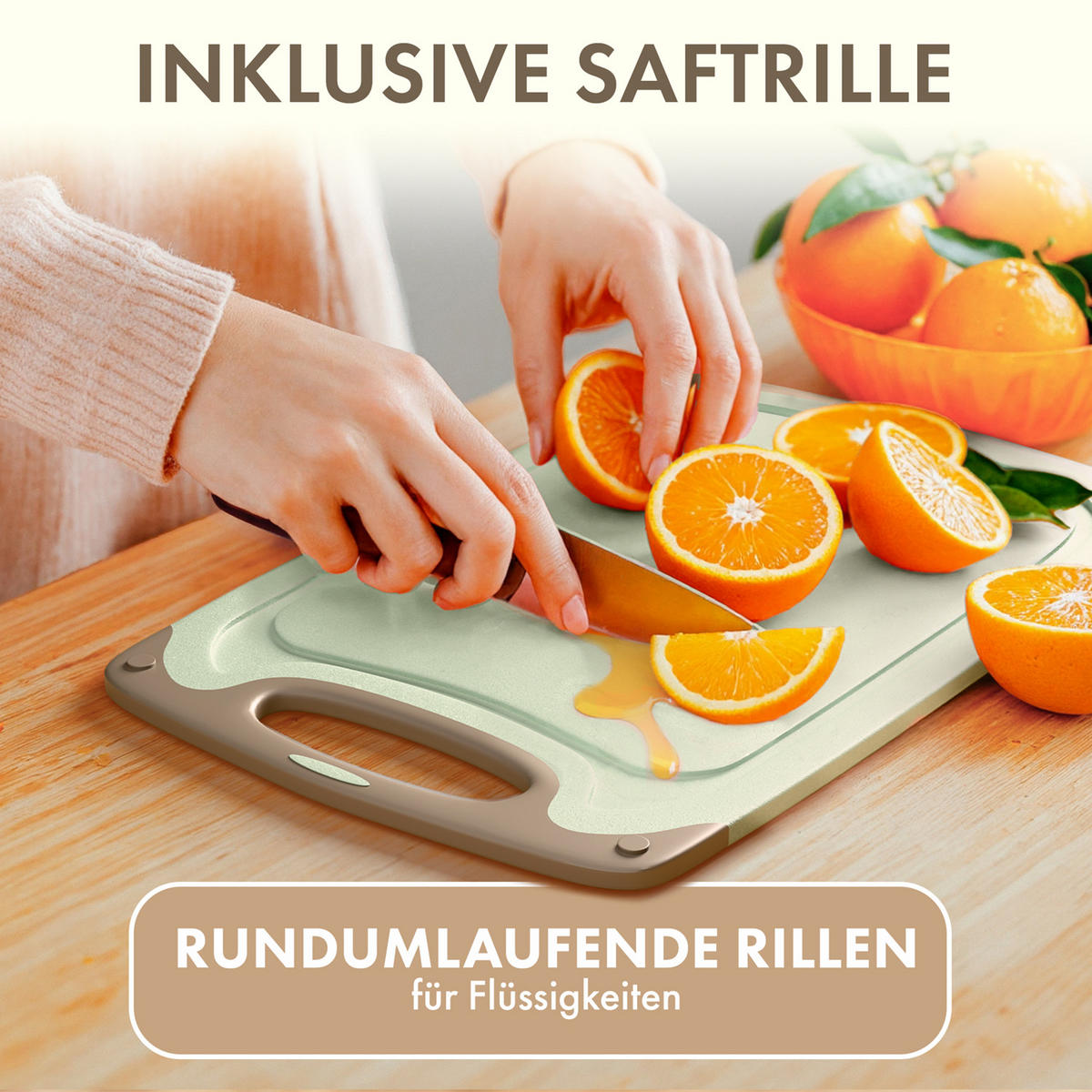 SCHNEIDEBRETT 2er Set Grün - Grün, Kunststoff (24.5/40cm) - Blumtal