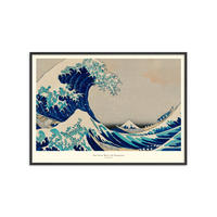 POSTER mit Rahmen A.P. Atelier - The Great Wave off Kanagawa - Blau/Schwarz, Holz/Papier (30/40cm) - Poster&Frame