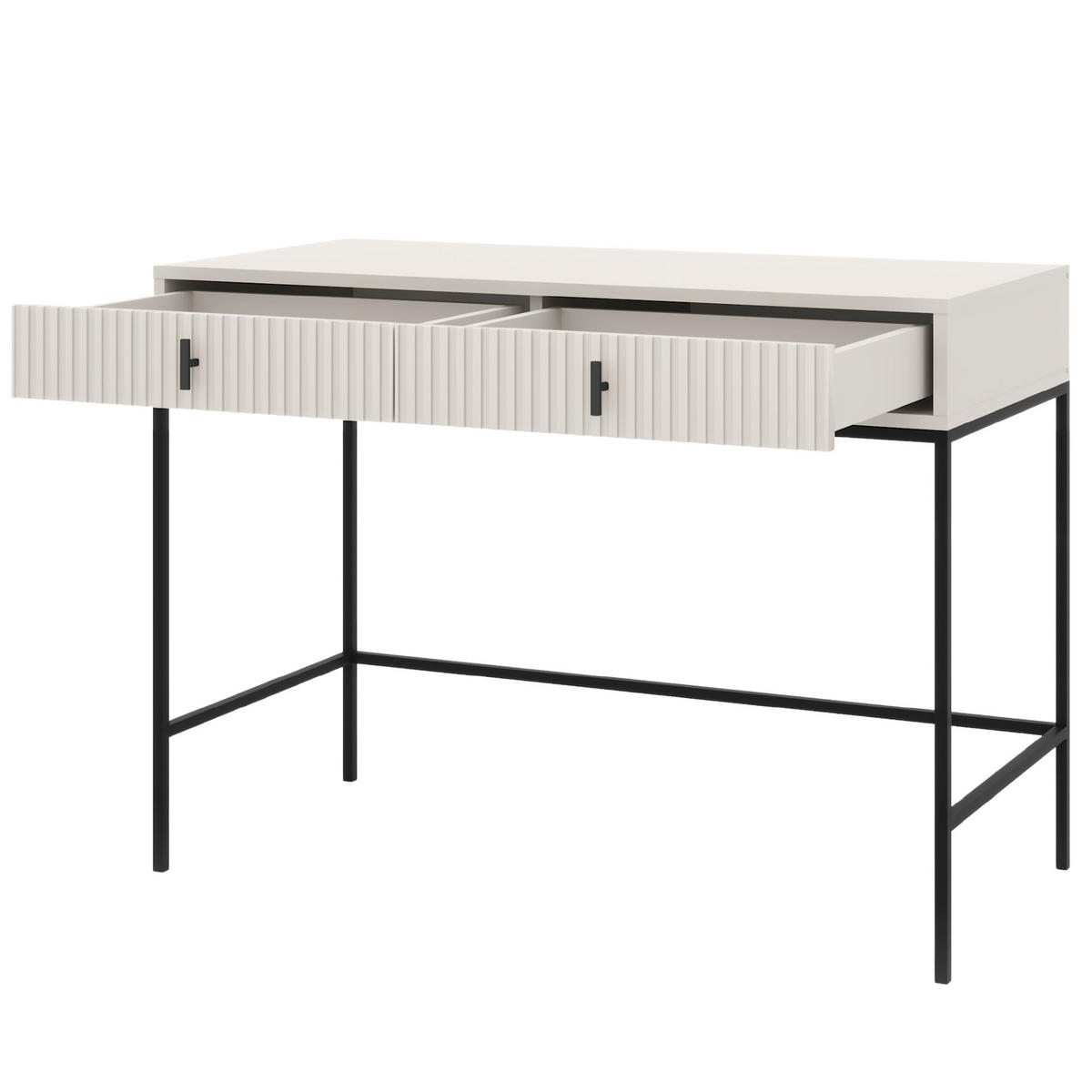 KONSOLENTISCH Marvello mit 2 Schubladen, Kaschmir+Schwarz - Kaschmir/Schwarz, Holzwerkstoff/Metall (50/154/77cm) - Beautysofa
