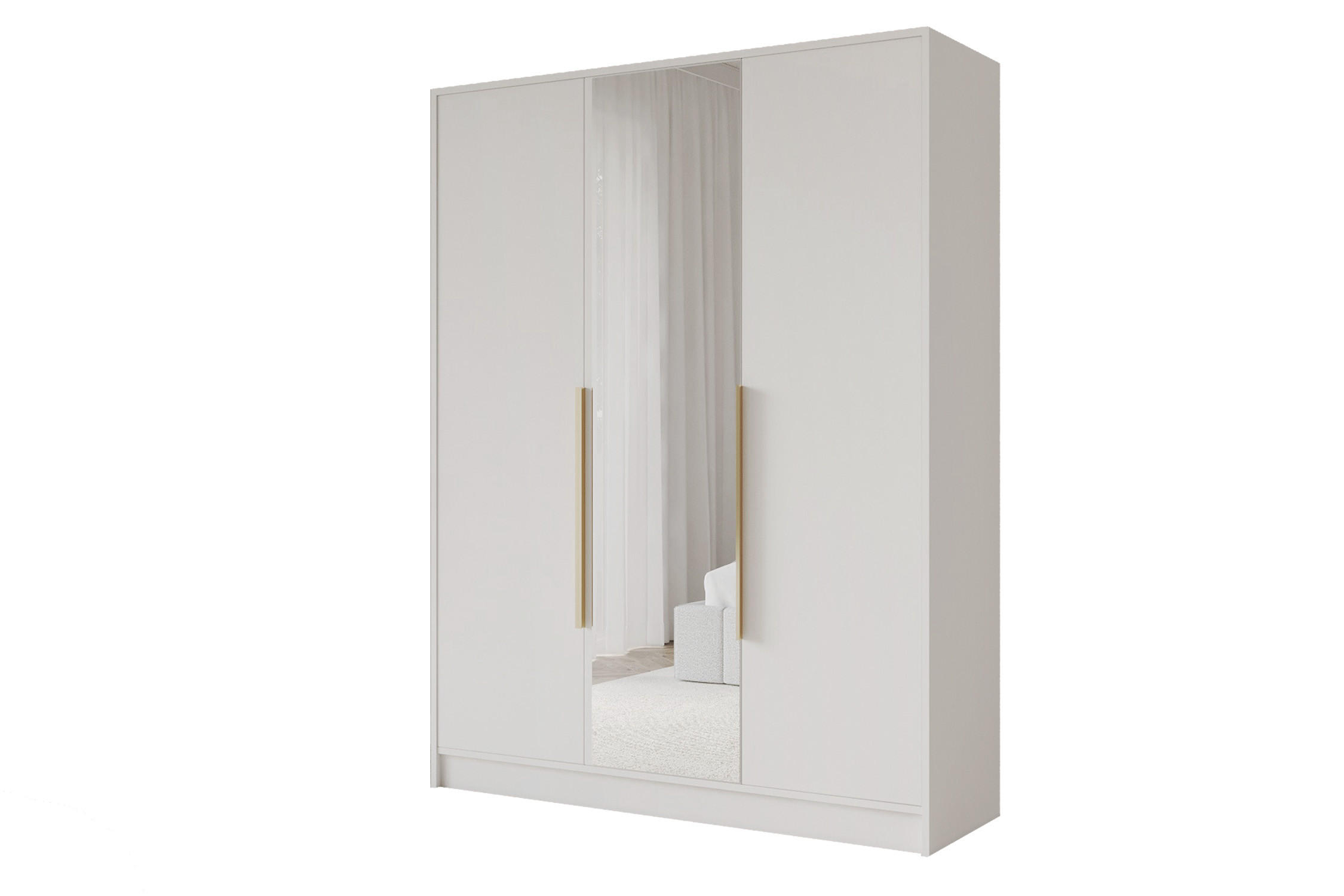 Altdecor Kleiderschrank Weiß, Gold 150x200x51 cm