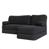 ECKSOFA SABI modulares Boneless Sofa mit Schlaffunktion Schwarz Boucle-Stoff - Schwarz, Textil (200/120cm) - MASSENO