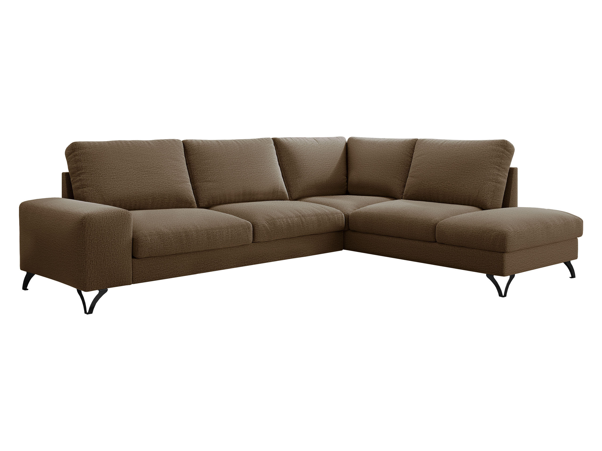 ECKSOFA Flavio Bis, Seite: Rechts - L4+L2F+R3F - Schwarz/Braun, Holz/Textil (285/214cm) - MIRJAN24