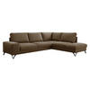 ECKSOFA Flavio Bis, Seite: Rechts - L4+L2F+R3F - Schwarz/Braun, Holz/Textil (285/214cm) - MIRJAN24