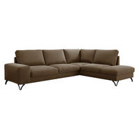 ECKSOFA Flavio Bis, Seite: Rechts - L4+L2F+R3F - Schwarz/Braun, Holz/Textil (285/214cm) - MIRJAN24