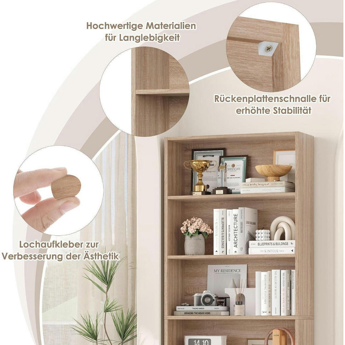 BÜCHERREGAL Helleiche 180 x 60 x 23,5 cm - Sandfarben, Holzwerkstoff (60/180/23.5cm)