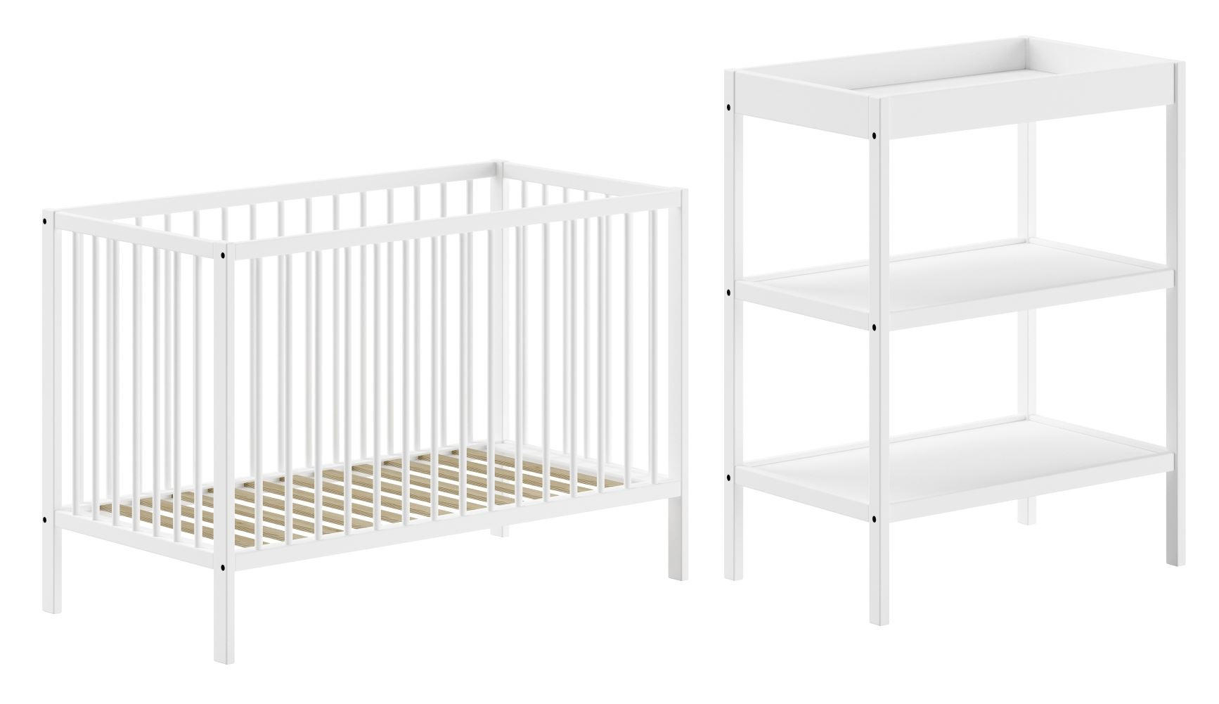 BABYZIMMER Set Kara-lynn 2 Komplettset Massivholz Buche Weiß - Weiß, Holz (203/95/64cm) - 58aufmkessel