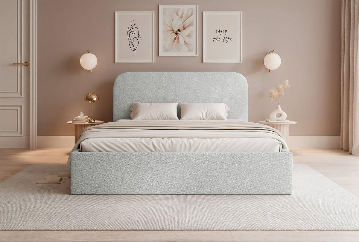 POLSTERBETT Sonvivo Hellgrau Chenille 140x200 cm - Hellgrau, Kunststoff/Textil (140/200cm) - Selsey