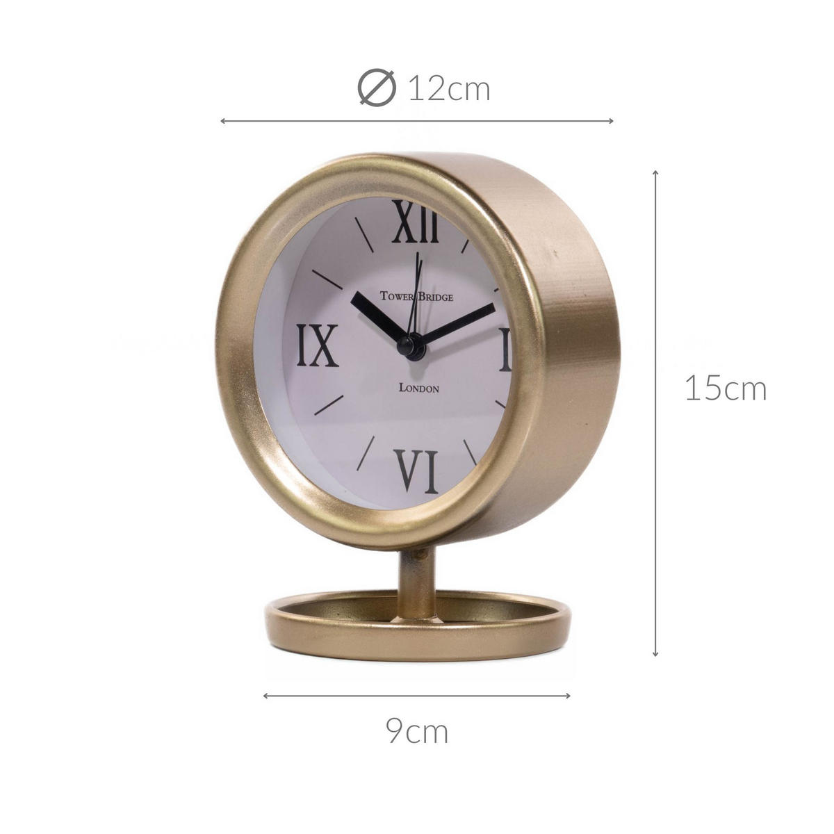 TISCHUHR golden Marion 12/9,5/15 cm - Goldfarben, Metall (9.5/15/12cm) - Atmosphera Createur d´interieur