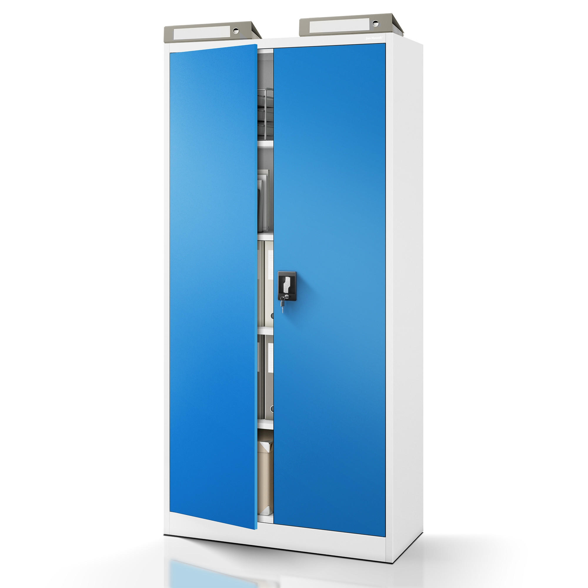 AKTENSCHRANK JAN H - Blau/Grau, Metall (90/195/40cm) - Jan Nowak