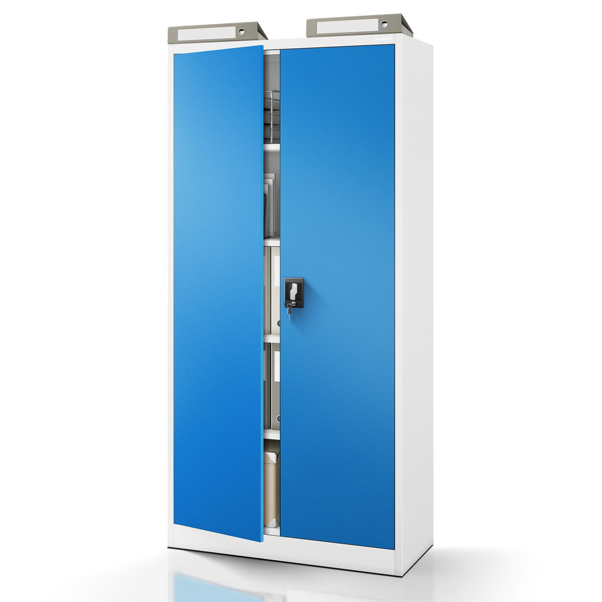 AKTENSCHRANK JAN H - Blau/Grau, Metall (90/195/40cm) - Jan Nowak
