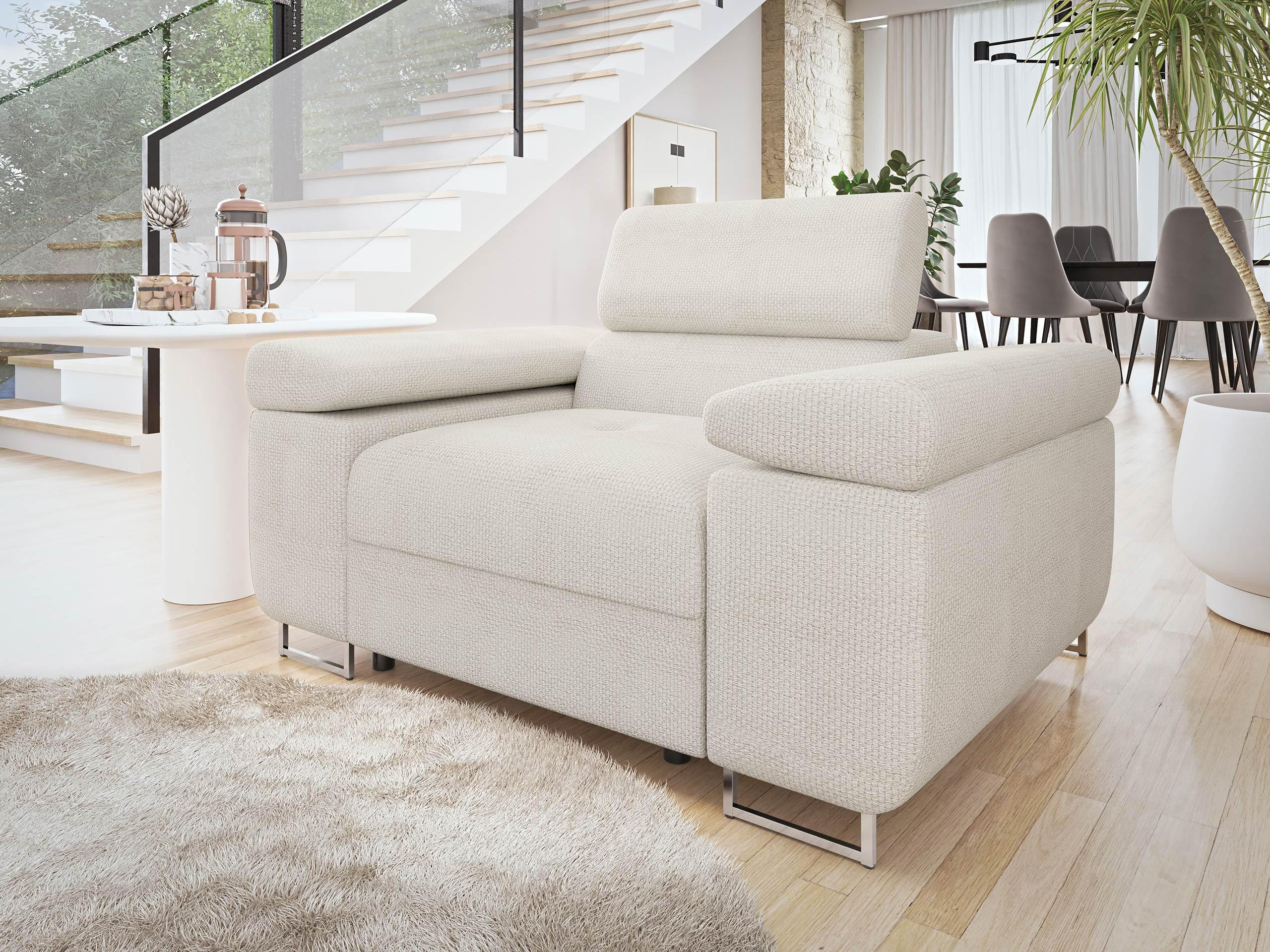 SESSEL Torezio - Ecru, Holz/Textil (134/90/102cm) - MIRJAN24