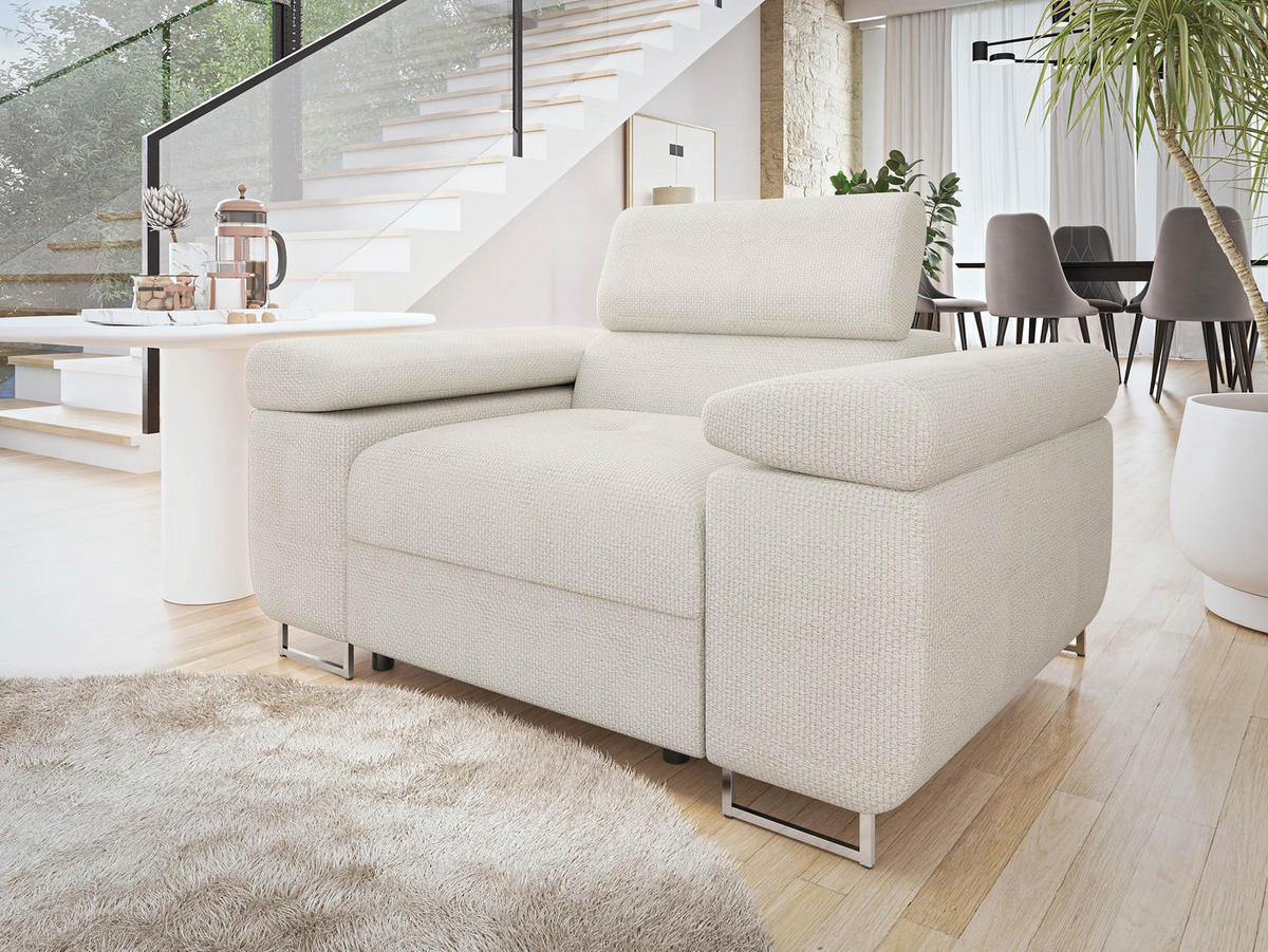 SESSEL Torezio - Ecru, Holz/Textil (134/90/102cm) - MIRJAN24