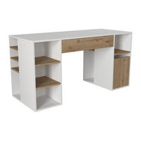 SCHREIBTISCH mit Stauraum - Weiß & Holzfarben - MELAVA - Naturfarben, Holz (145.3/59.6/74.4cm) - Vente-Unique