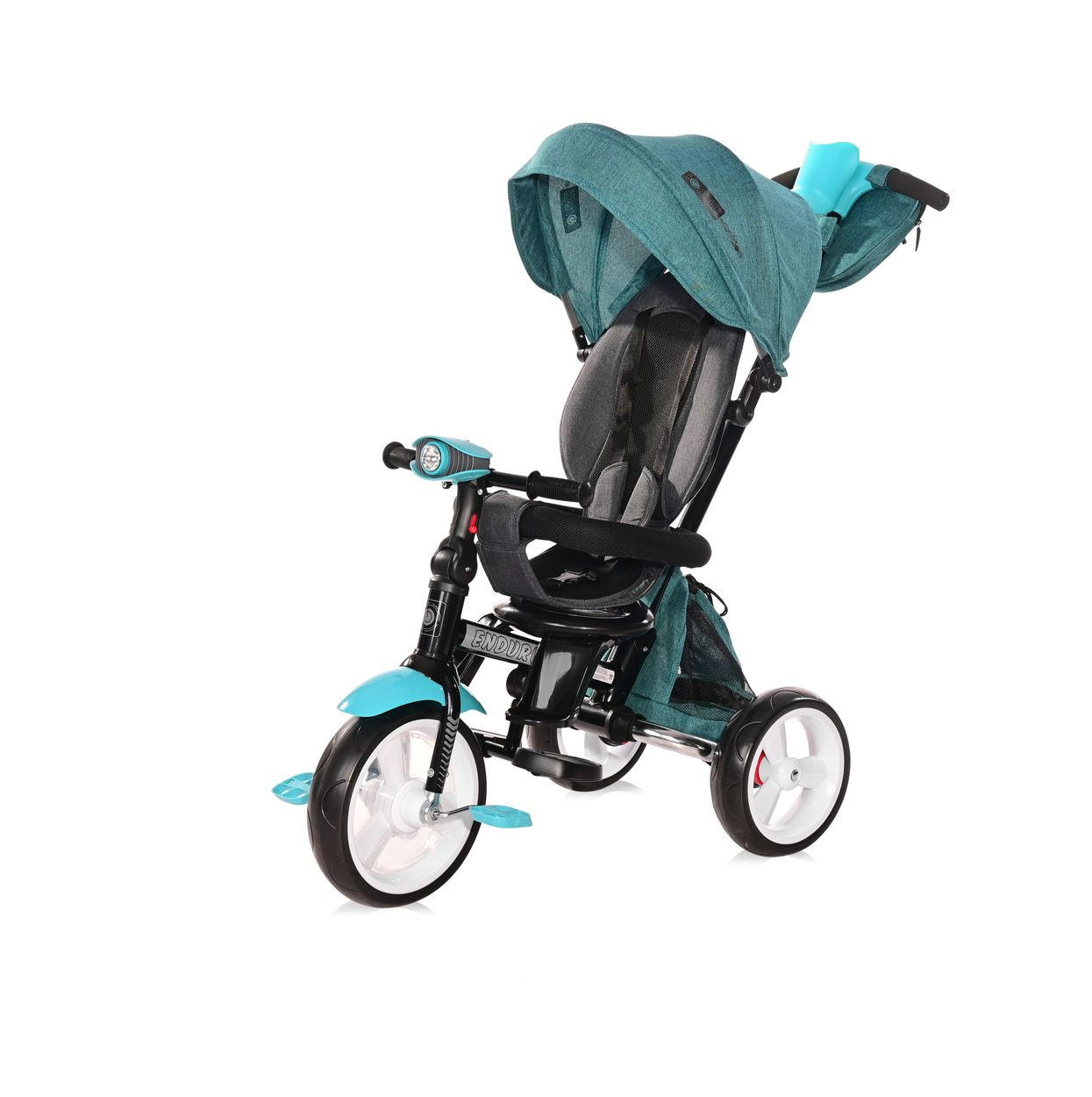 DREIRAD Enduro 4 in 1 drehbar tuerkis klappbar, Sitz drehbar, verstellbar, Licht - Türkis, Metall (114/49/104cm) - Lorelli