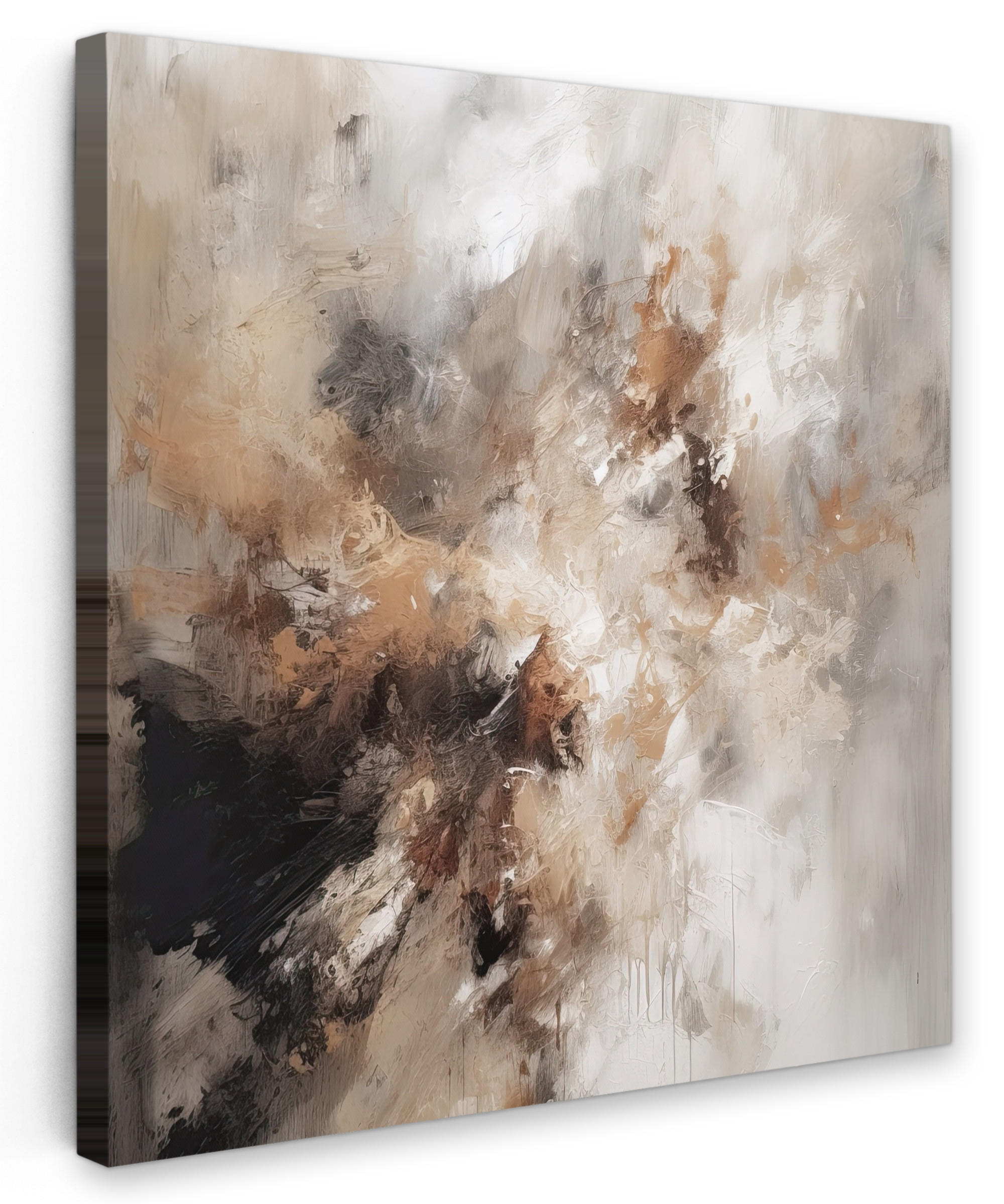 LEINWANDBILD Farbe - Abstrakt - Beige - Kunst Deko Groß 90x90 cm - Greige, Textil (90/90cm) - MuchoWow