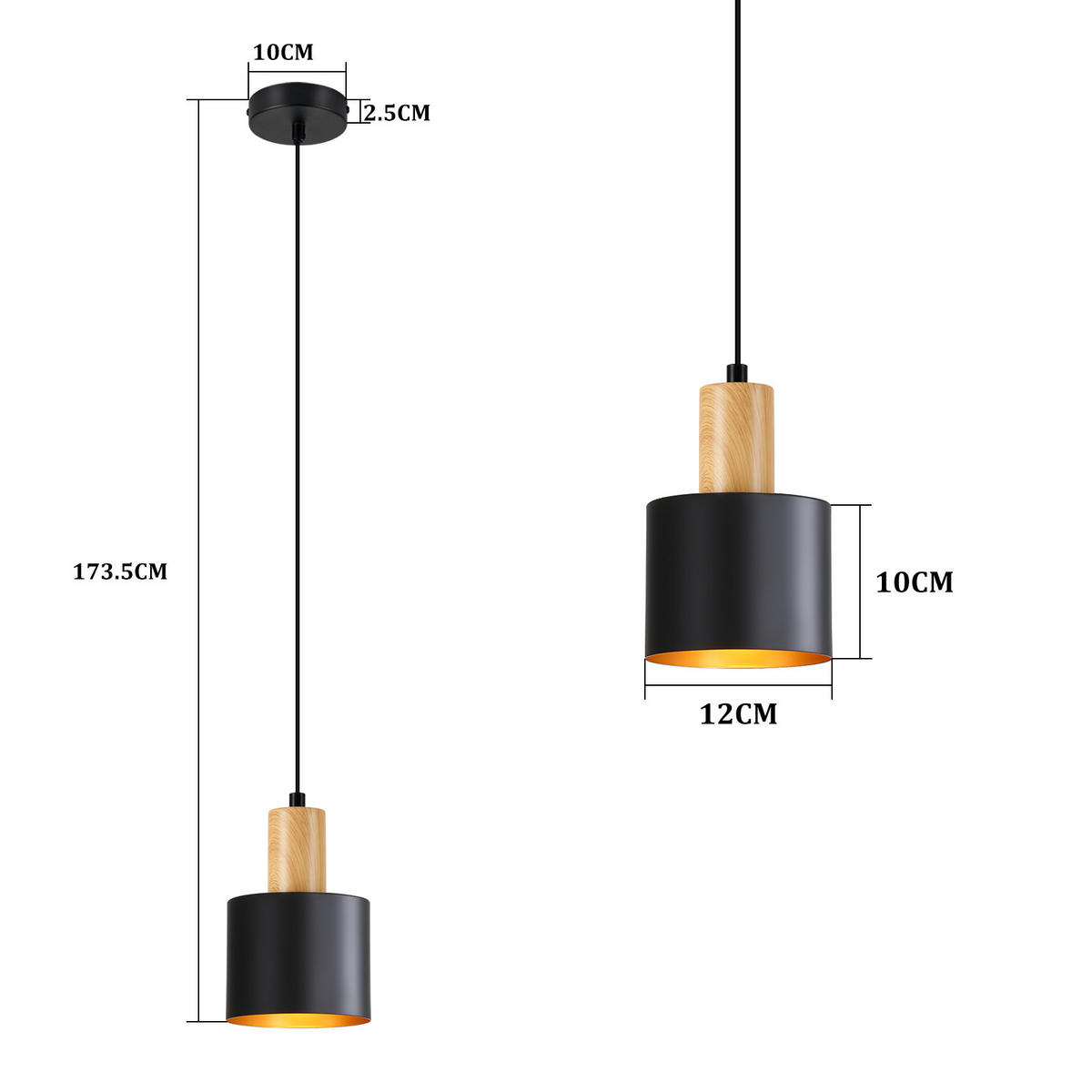 PENDELLEUCHTE Corinor 12/10/173.5 cm - Schwarz, Metall (12/10/173.5cm) - ZMH