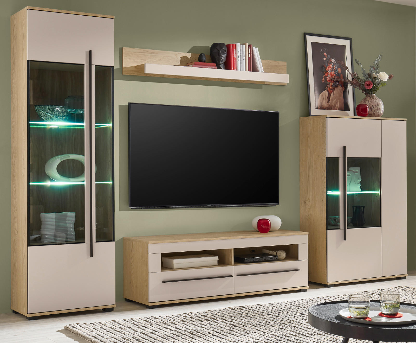 Furn.Design Wohnwand Kaschmir, Eiche 310x200x42 cm