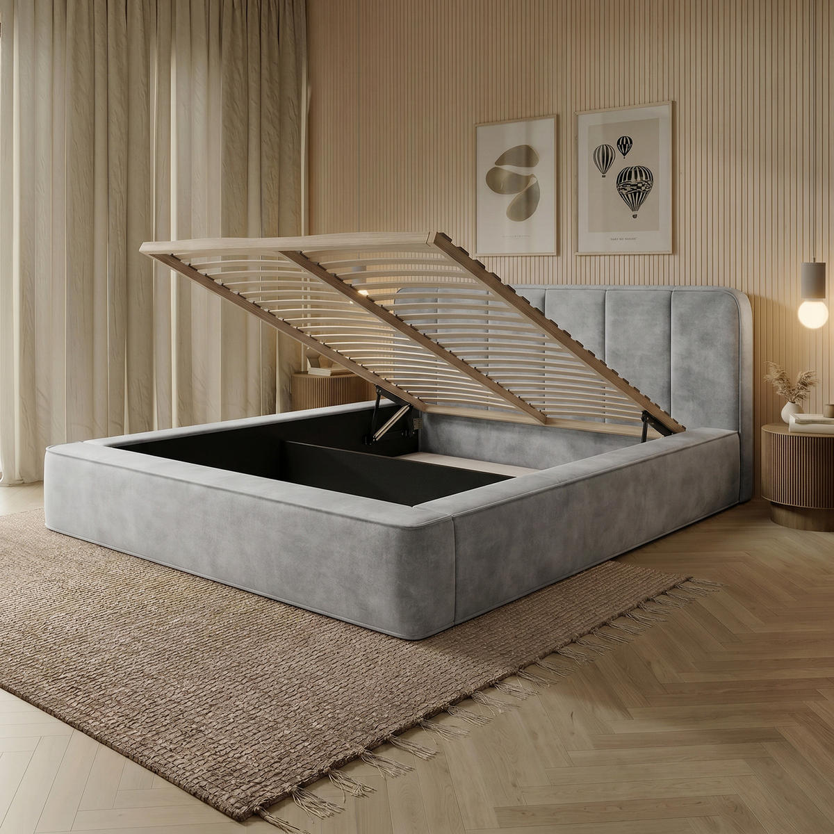 POLSTERBETT BEJO 160x200 cm, Grau - Grau, Textil (200/160cm) - Fedve