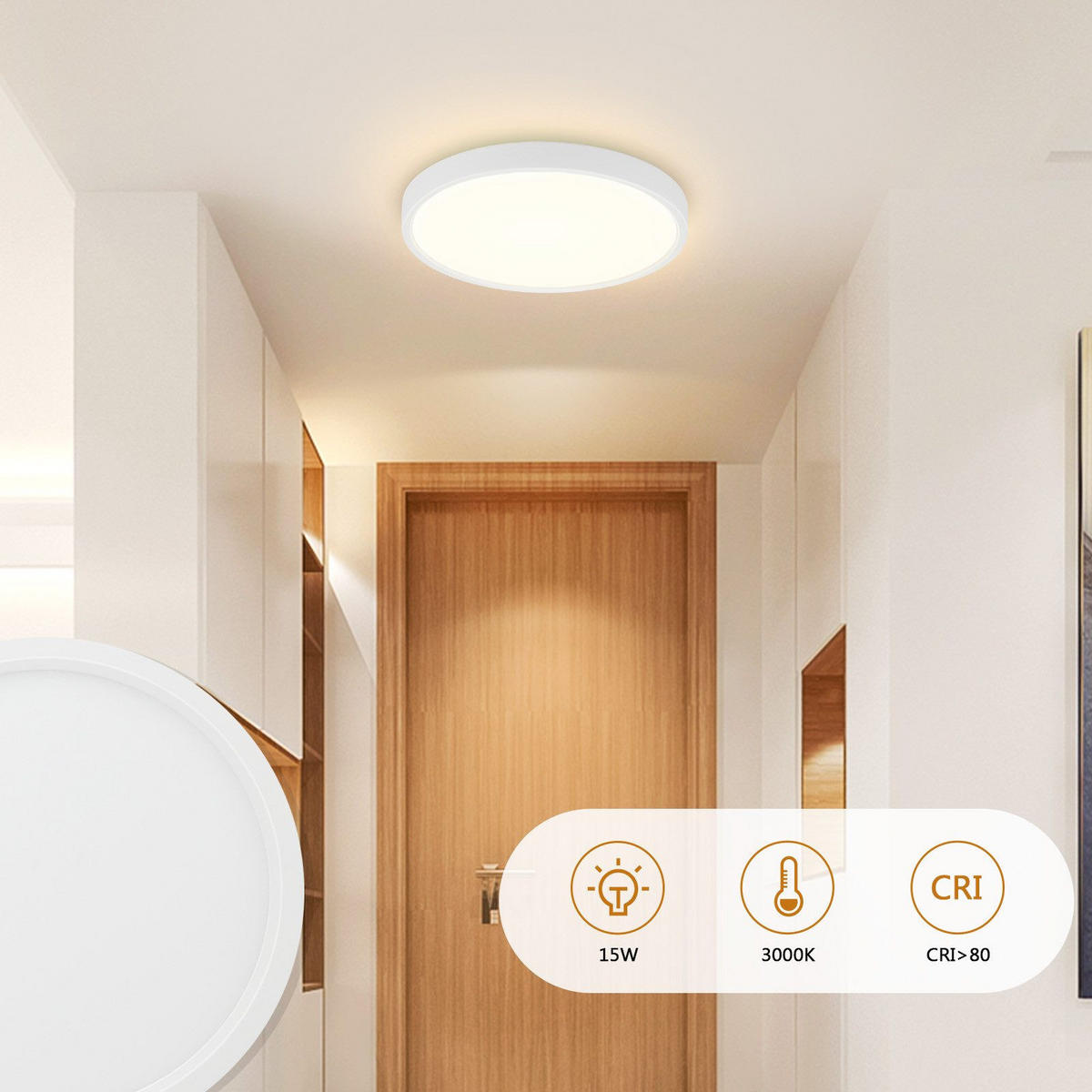 LED DECKENLEUCHTE Flach 17/17/2.5 - Weiß, Kunststoff (17/17/5cm) - Nettlife
