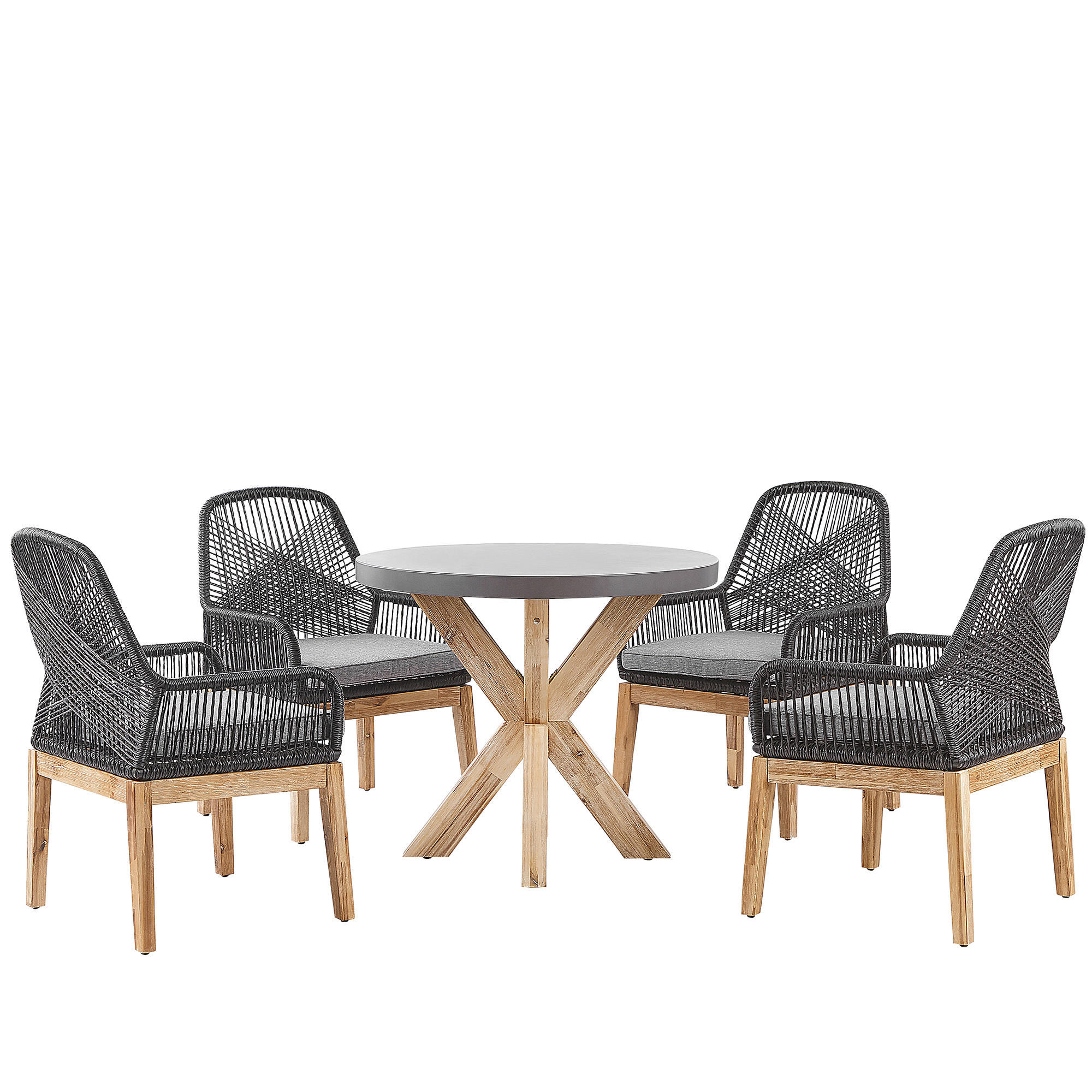 VRTNI NAMJEŠTAJ set 4-sjed vlaknasti cement sivi 90 cm crni/sivi Olbia - siva/svijetlo smeđa, kamen - Beliani