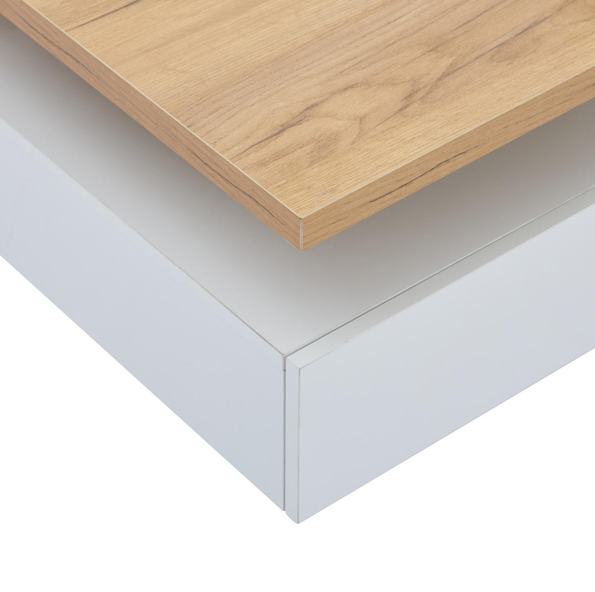 COUCHTISCH 70/70/36 cm weiß Hochglanz mit 360° schwenkbarem Tisch und Stauraum - Weiß, Holzwerkstoff (70/70/36cm) - OKWISH