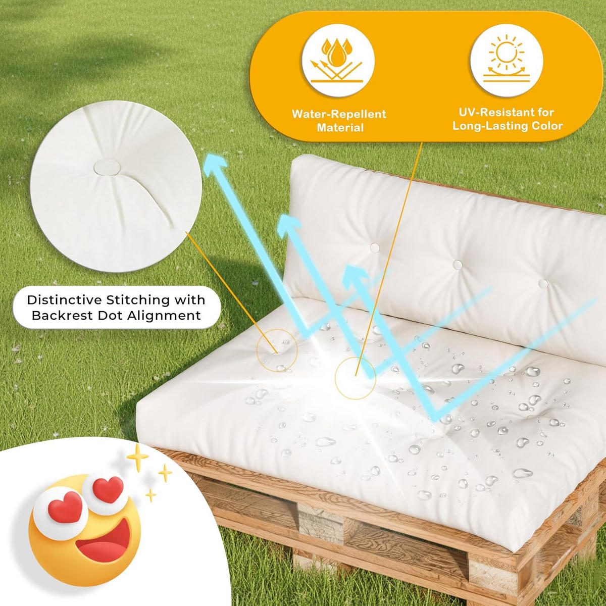 PALETTENKISSEN 4er Set - Weiß, Textil (120/40/80cm) - Vercart