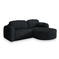 ECKSOFA AMILIA P R-S Schwarz Kordstoff mit Schlaffunktion - Schwarz, Holz (263/174cm) - MASSENO
