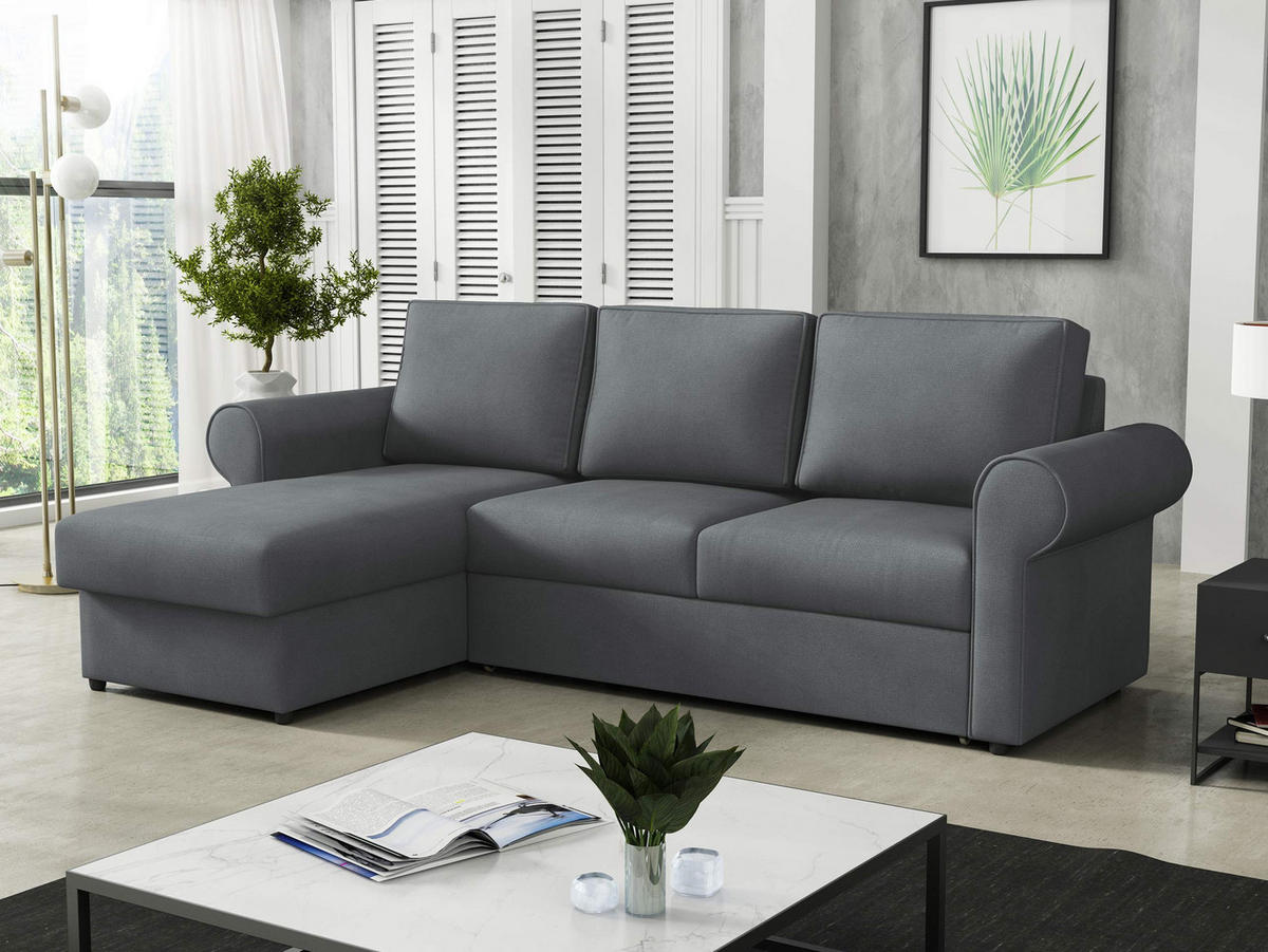 ECKSOFA Monaco - Schwarz/Grau, Holz/Textil (246/155cm) - MIRJAN24