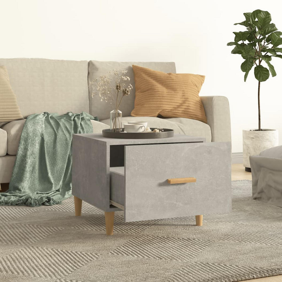 COUCHTISCHE 2 Stk. Betongrau 50x50x40 cm Holzwerkstoff - Grau, Holzwerkstoff (50/50/40cm) - furnicato