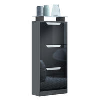 SCHUHSCHRANK Space Schwarz Hochglanz - Schwarz Hochglanz, Holzwerkstoff (46/128/23cm) - Vladon