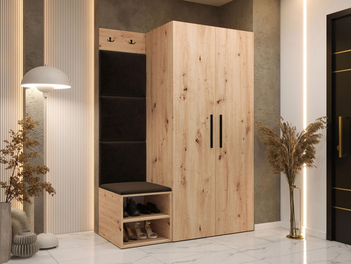 GARDEROBEN-SET Medi IV - Schwarz/Braun, Holzwerkstoff/Kunststoff (80/191/50cm) - MIRJAN24