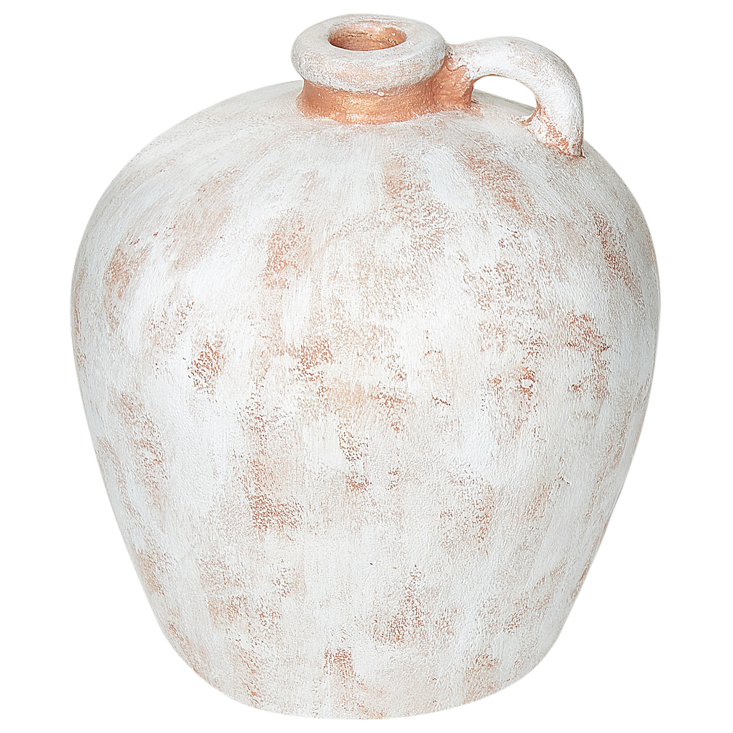 DEKOVASE Terrakotta weiß Ipoh - Weiß, Stein (30cm) - Beliani