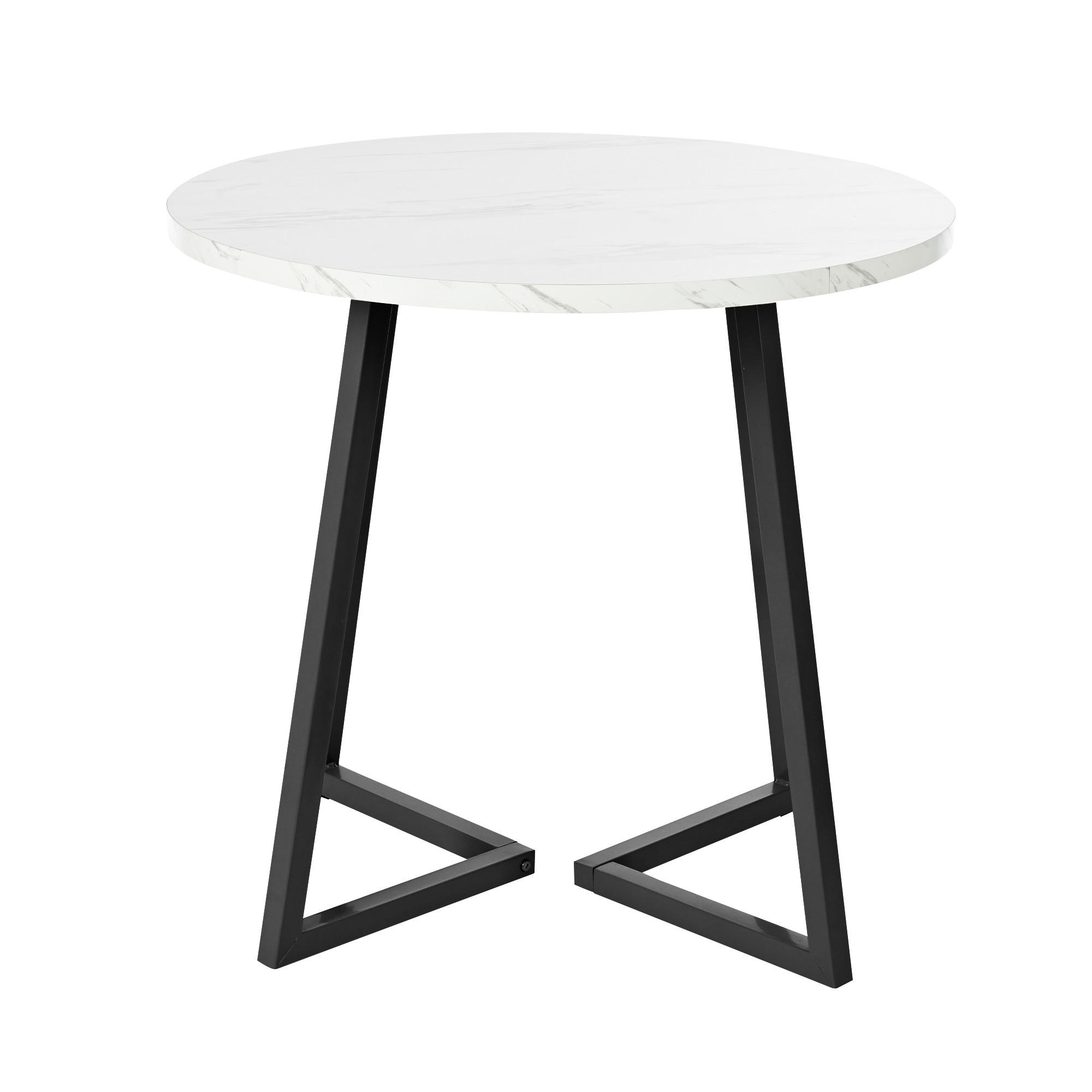 OKRUGLI BLAGOVAONSKI STOL MERMER BIJELI CRNI - bijela, drvni materijal (80/80/75cm) - FLIEKS