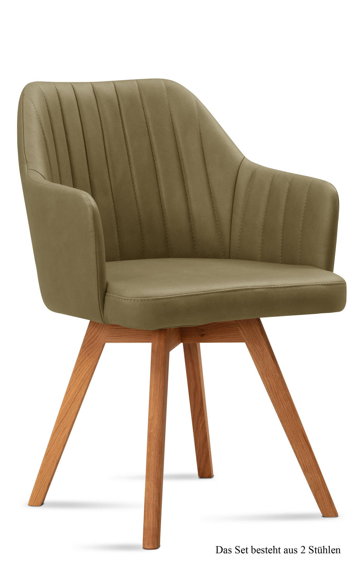 ARMLEHNSTUHL (2er-Set) Domna 58x81x60 Eiche geölt/Olivgrün - Eichefarben/Olivgrün, Kunststoff (60/81/58cm) - 58aufmkessel