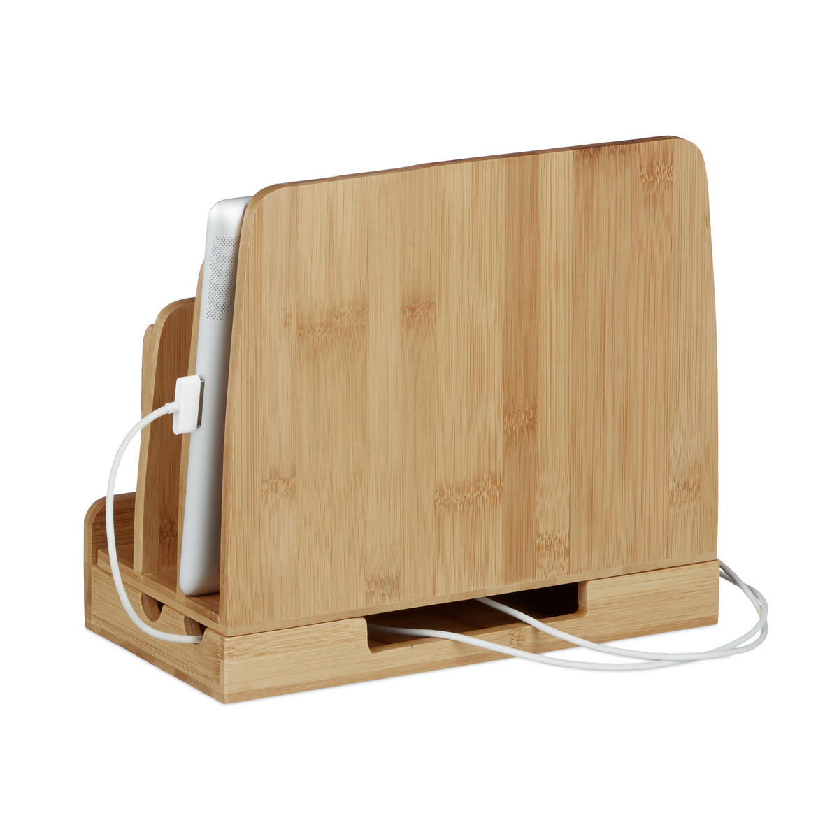 NABÍJACIA stanica - svetlohnedá, drevo (13.5/25.5/23cm) - Relaxdays