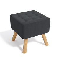 POLSTERHOCKER 39.5/39.5/40 cm Quadratisch Eichenholzbeine Leinen Dunkelgrau - Dunkelgrau/Naturfarben, Eichenholz/Holz (39.5/40/39.5cm) - Livingandhome
