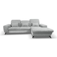 ECKSOFA LUCE R-S Grau Plüsch-Stoff mit Schlaffunktion - Grau, Holz (279/172cm) - MASSENO