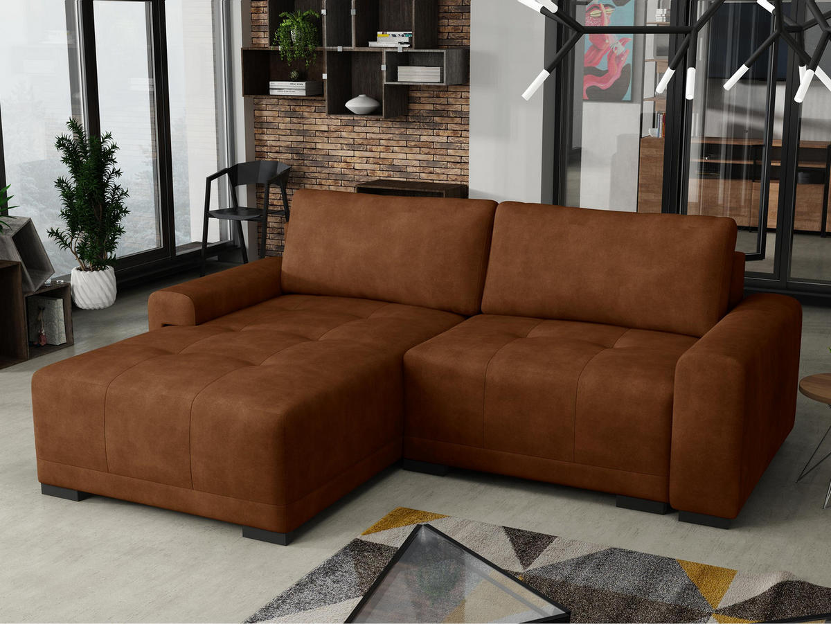 ECKSOFA Milton - Schwarz/Bronzefarben, Holz/Textil (237/180cm) - MIRJAN24
