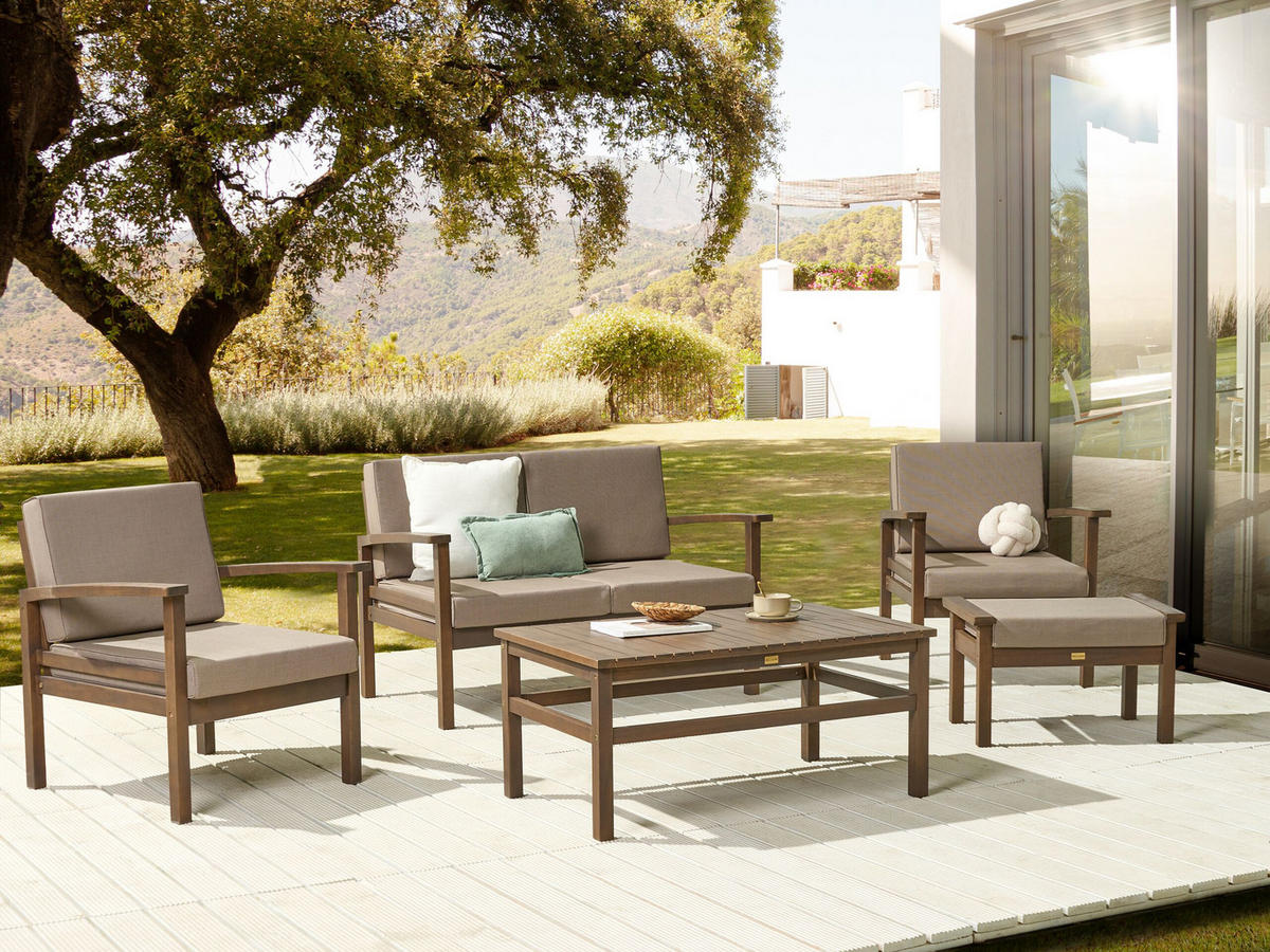 4-SITZER LOUNGE SET zertifiziertes Holz dunkelbraun Manila - Taupe/Dunkelbraun, Holz - Beliani
