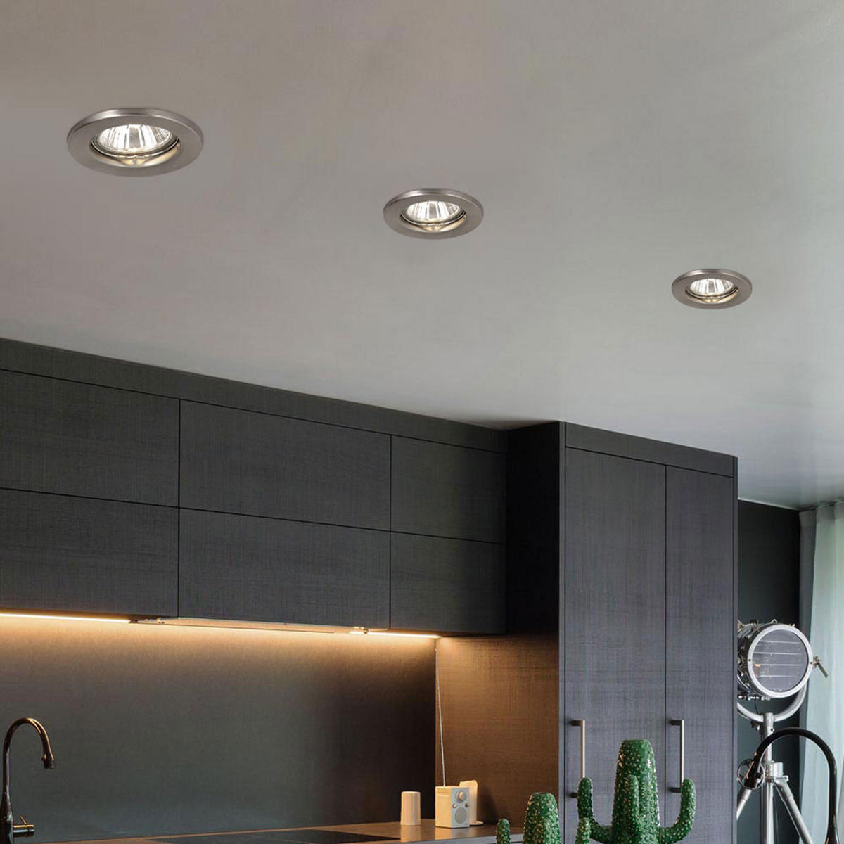 DECKENLEUCHTE Metall Chrom Silber 3er Set - Silberfarben, Metall (8/8/13cm) - Globo Lighting