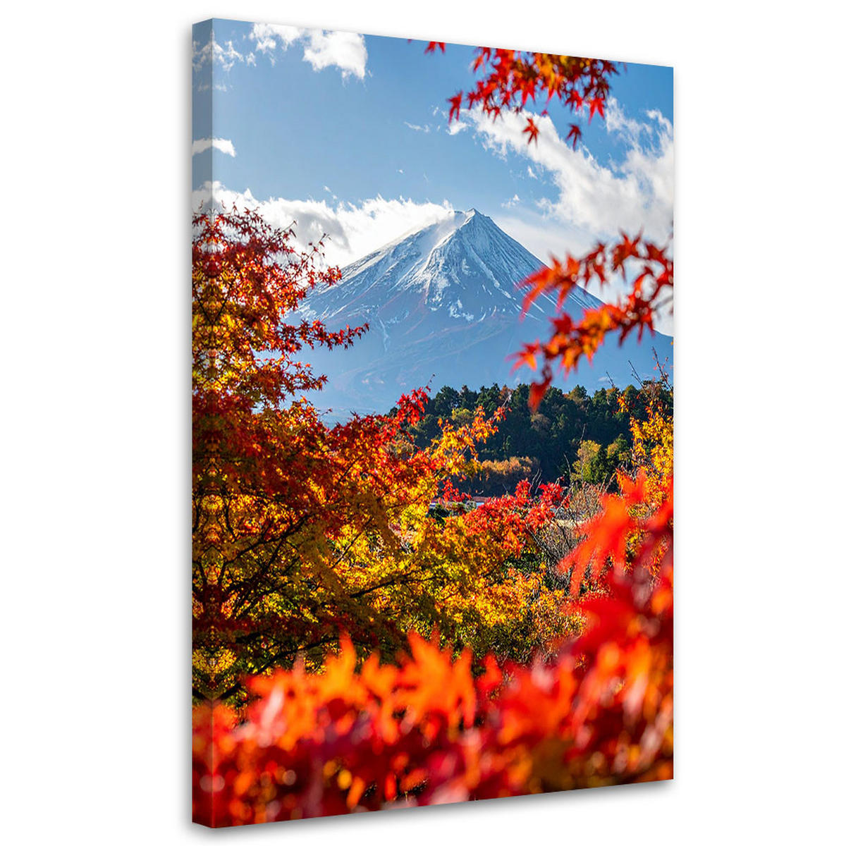 LEINWANDBILD Berg Fuji Landschaft Natur 80x120cm - Multicolor, Textil (80/120cm) - Feeby