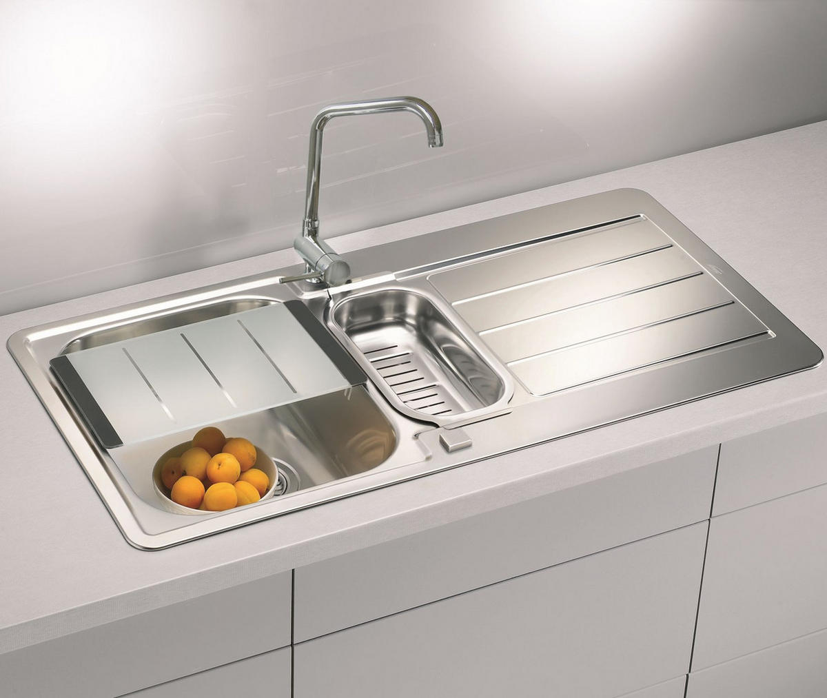 KÜCHENSPÜLE 98x50cm Edelstahl Einbauspüle Line maxim 10 Schrank 60 cm - Edelstahlfarben, Metall (50/19/98cm) - Alveus