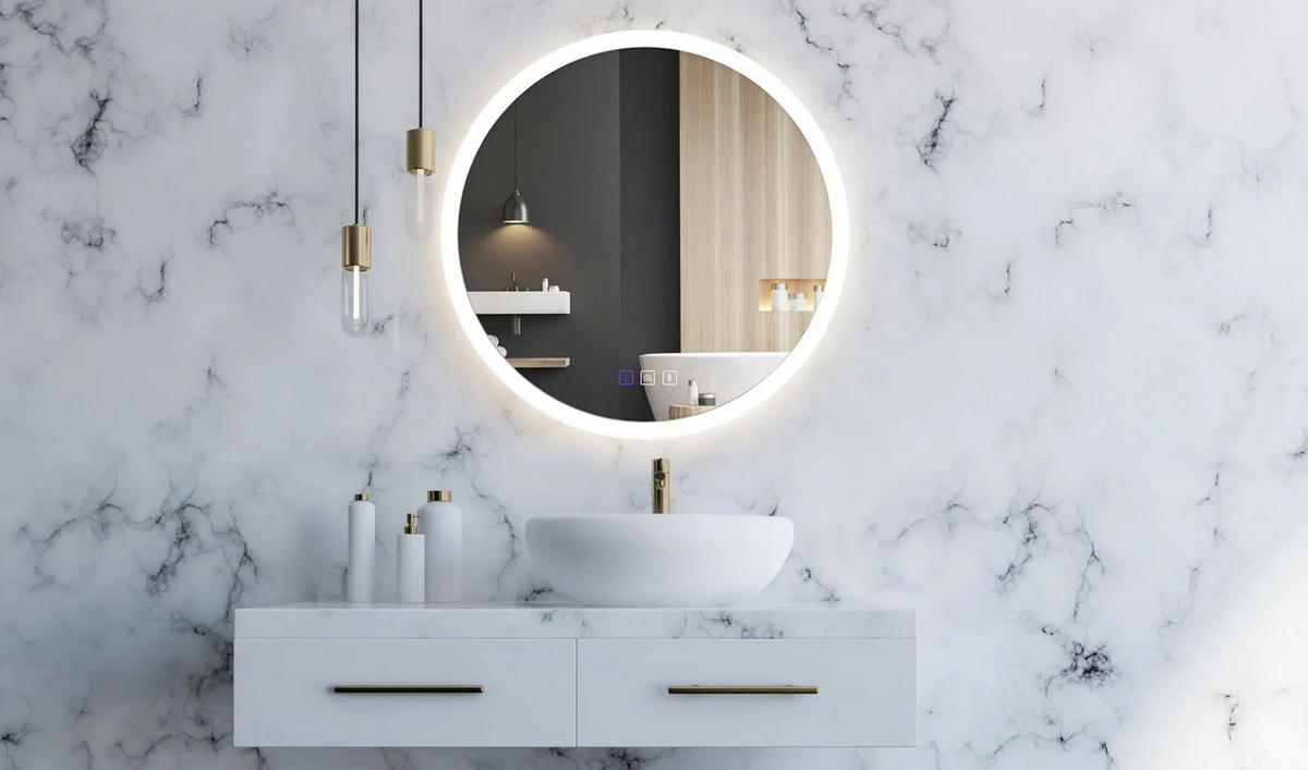 SPIEGEL Rea Led Bluetooth Ffj 80cm - Chromfarben, Glas (80/80/2cm) - REA