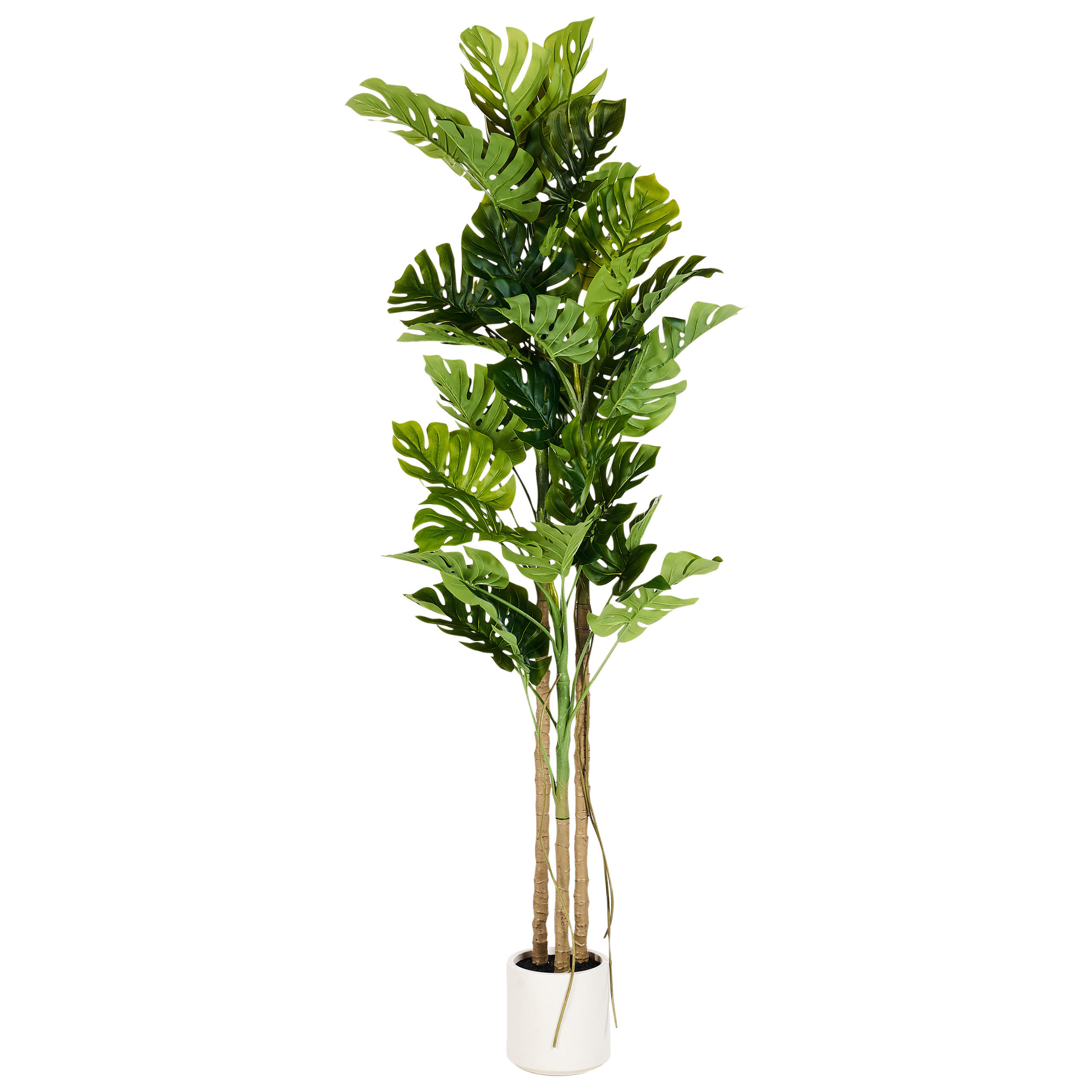 KUNSTPFLANZE im Blumentopf 221 cm Grün/Schwarz Monstera Plant - Schwarz/Grün, Kunststoff (221cm) - Beliani